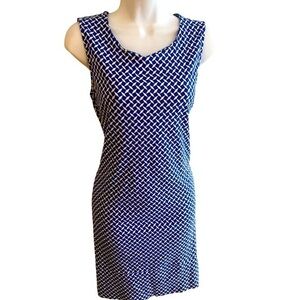 New York & Company Shift Dress-S navy.  White , polyester spandex